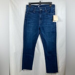NWT MOTHER The Mid Rise Dazzler Ankle Fray Jeans Fancy Meeting You Here Wash 31